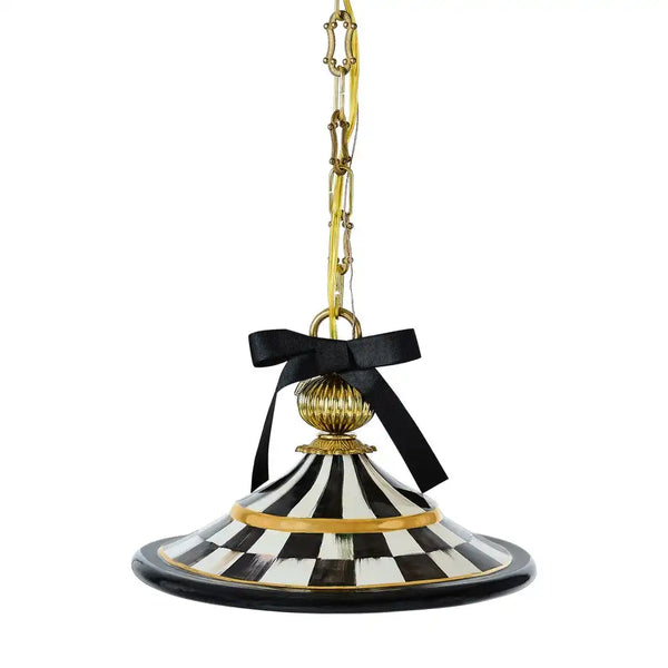 Mocha Check Flared Ceramic Pendant Lamp