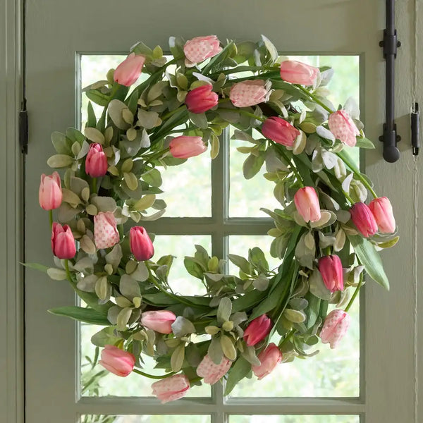 Rosy Check Tulip 28" Wreath