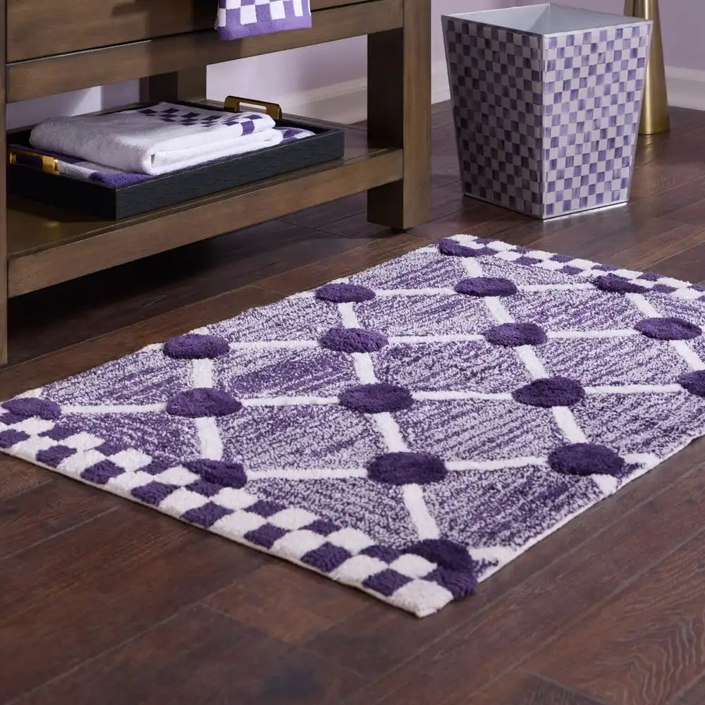 Black Lattice & Dot Bath Rug