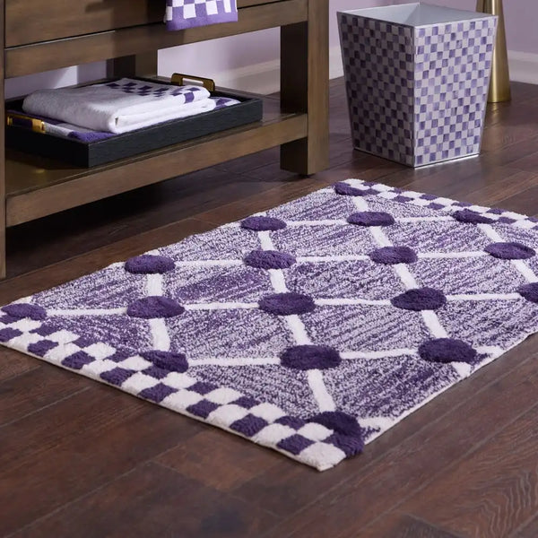 Black Lattice & Dot Bath Rug