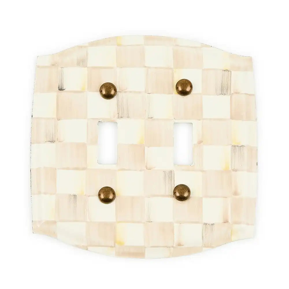 Mocha Check Double Outlet Cover