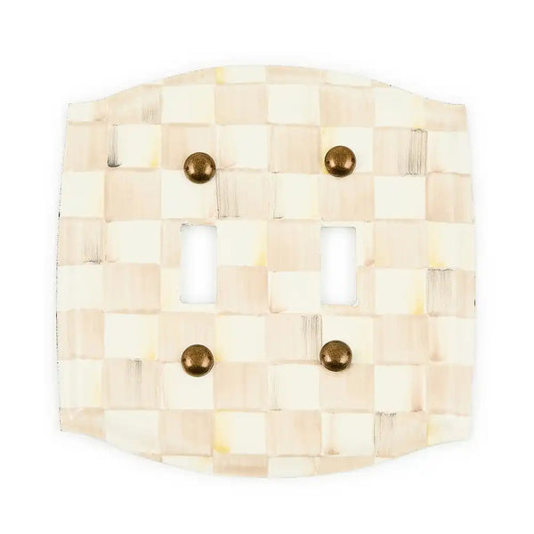 Mocha Check Double Outlet Cover