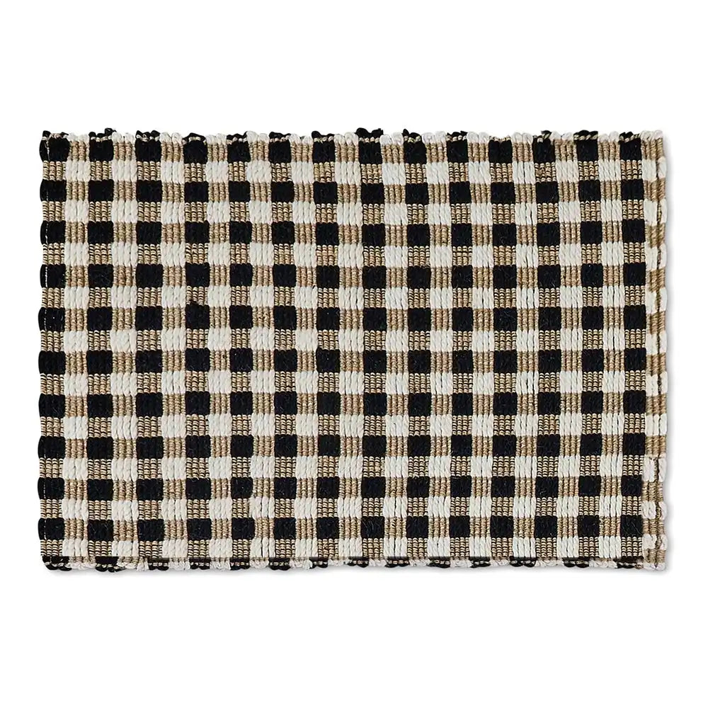 Natural, Black & White Checked 2'6" x 9' Runner