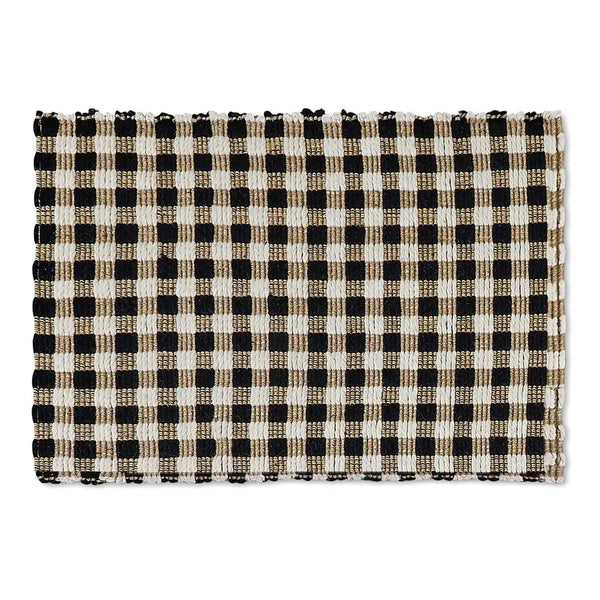 Natural, Black & White Checked 2'6" x 9' Runner