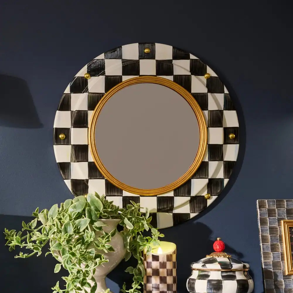 Courtly Check Round Enamel Wall Mirror Secondary image