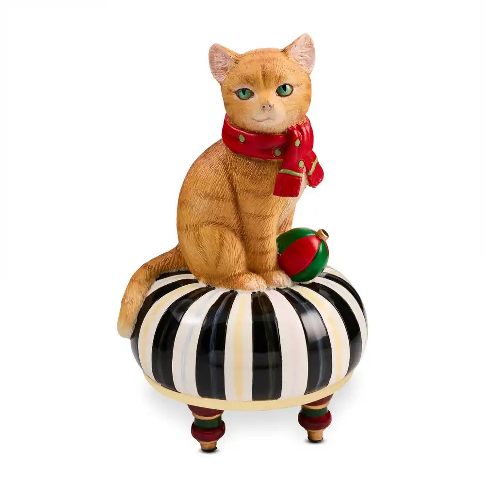 Holiday Cat on Tuffet Figurine Main image