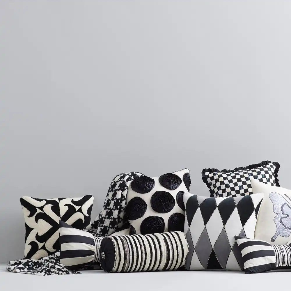 Courtly Check Ruffled Square Throw Pillow