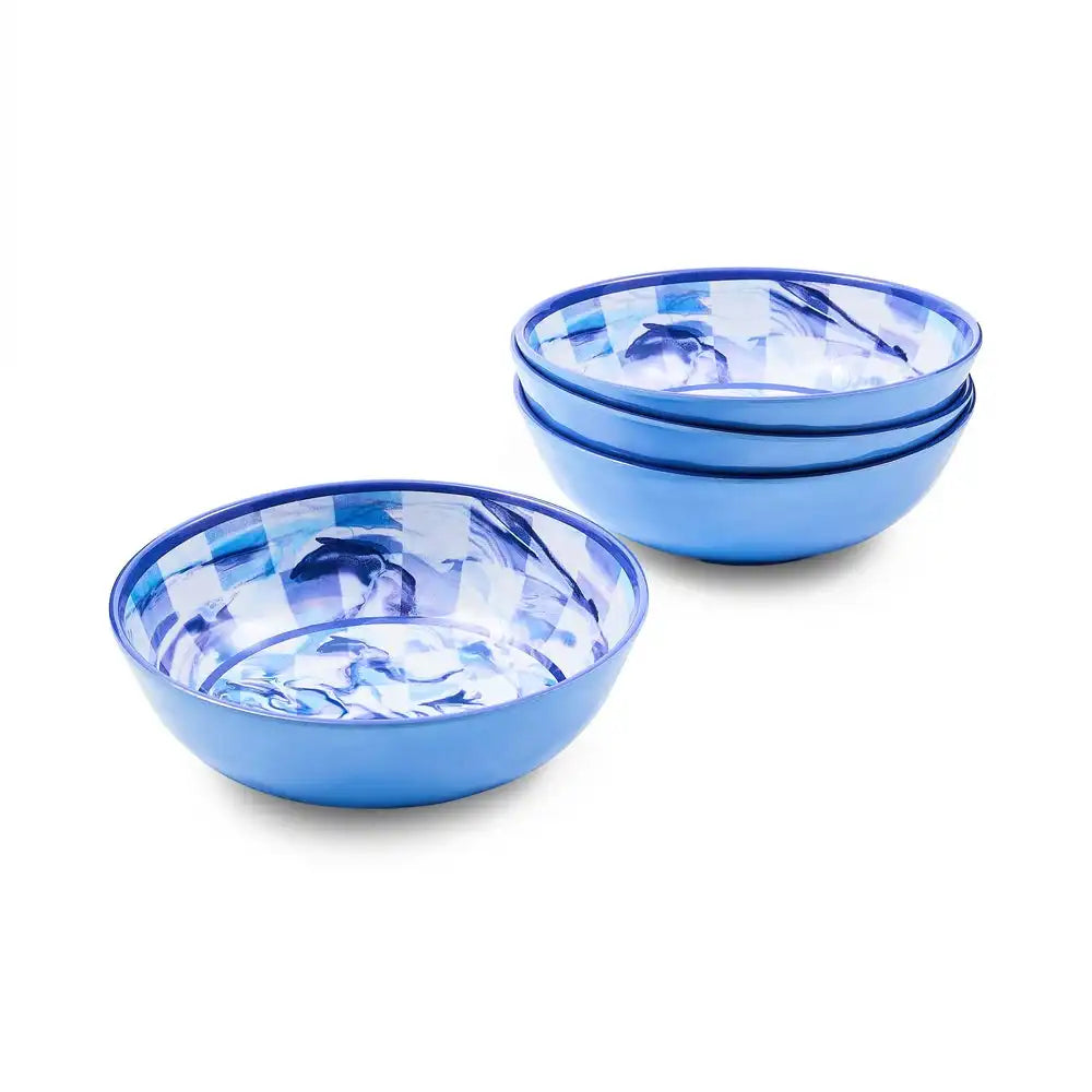 Green Marble Check Melamine Small Bowls, Set of 4