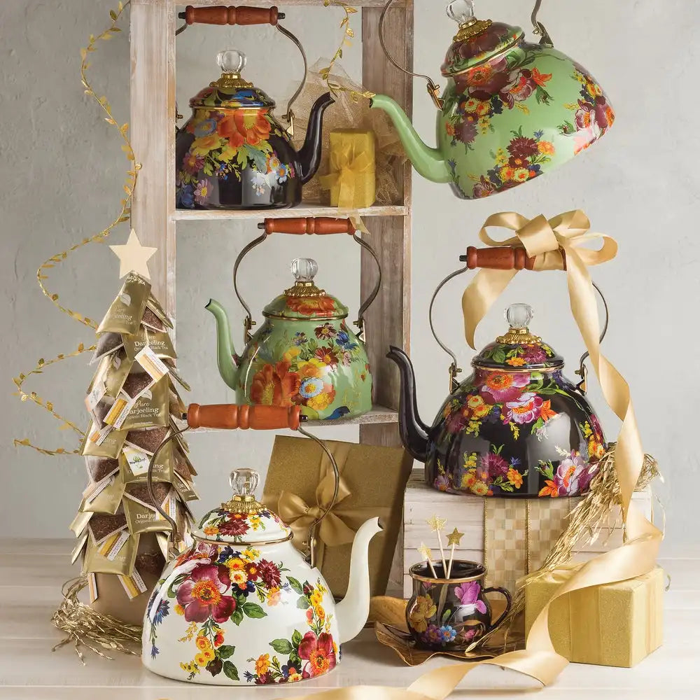Rosy English Garden 2 Quart Tea Kettle