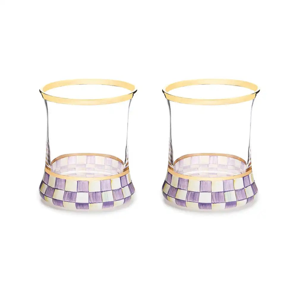 Violet Check Tumbler Glass, Set of 2 Main image