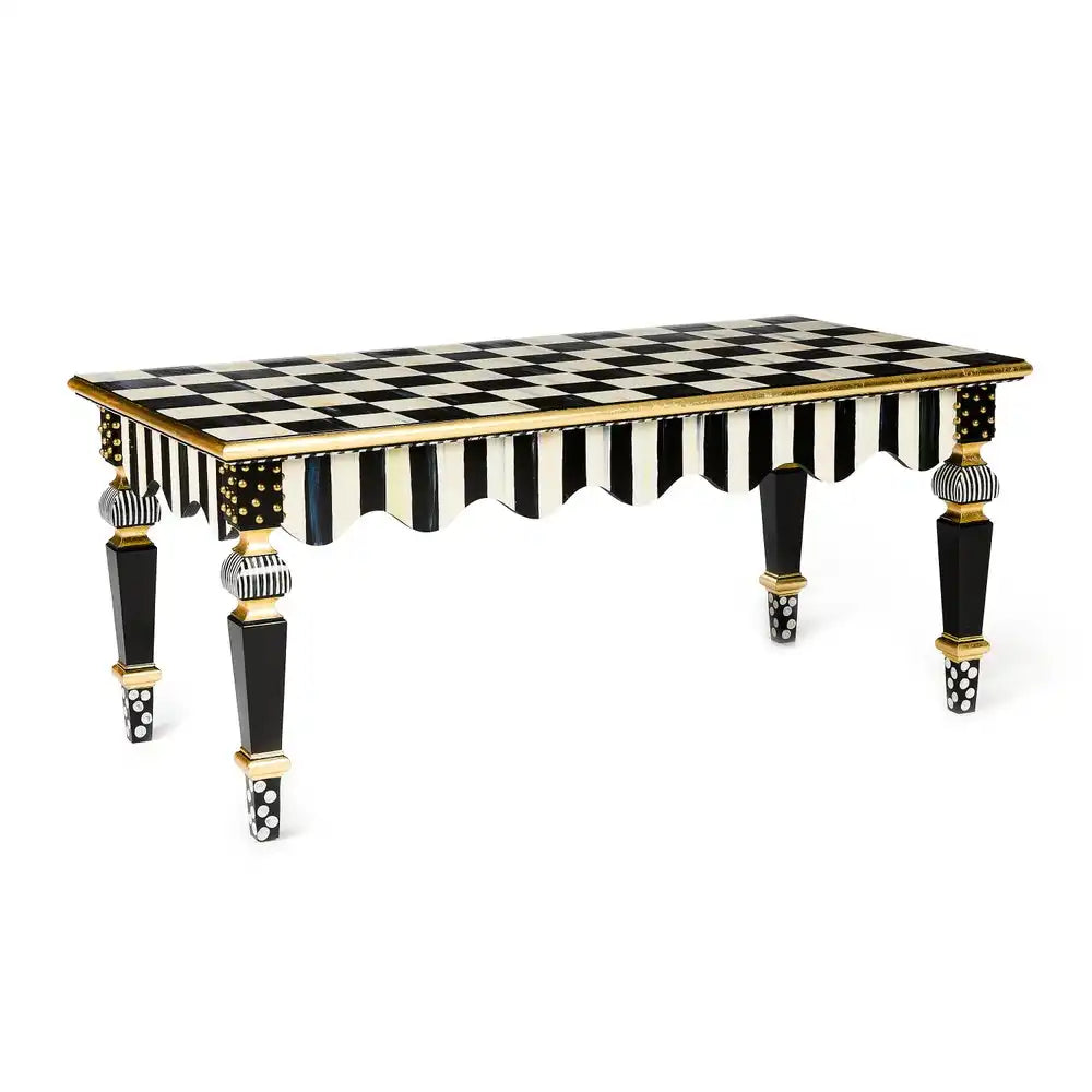 Mocha Check & Stripe Coffee Table