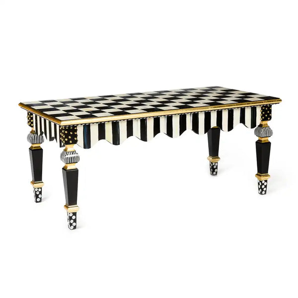 Mocha Check & Stripe Coffee Table