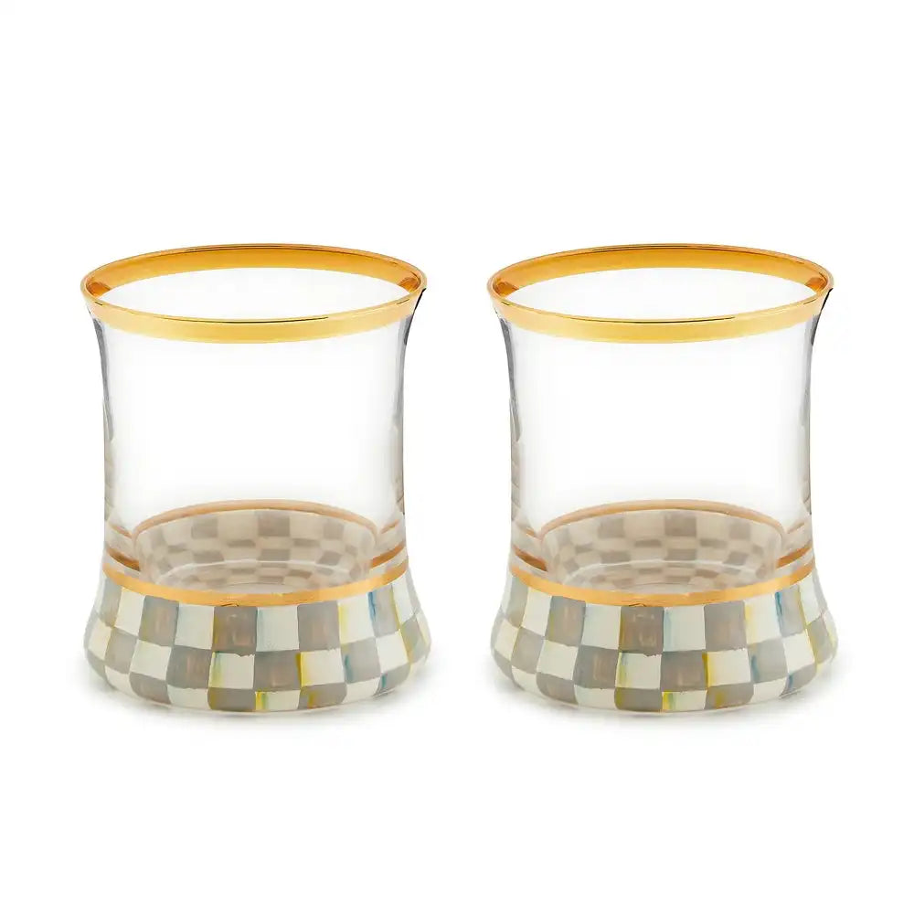 Sterling Check Highball Glass, Set of 2