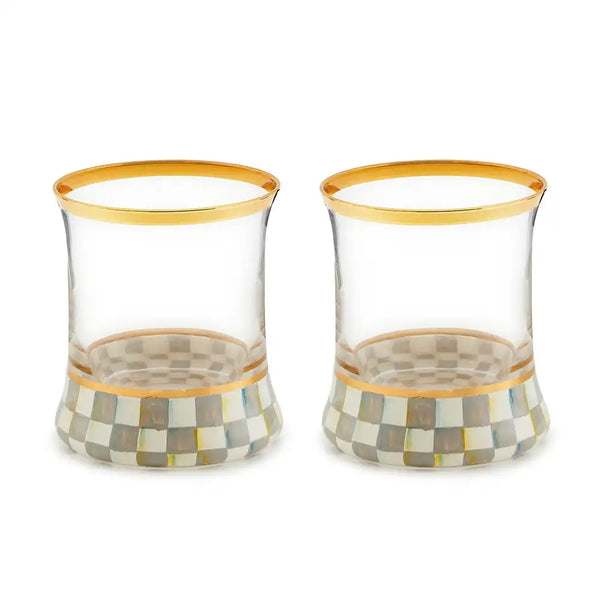 Sterling Check Highball Glass, Set of 2