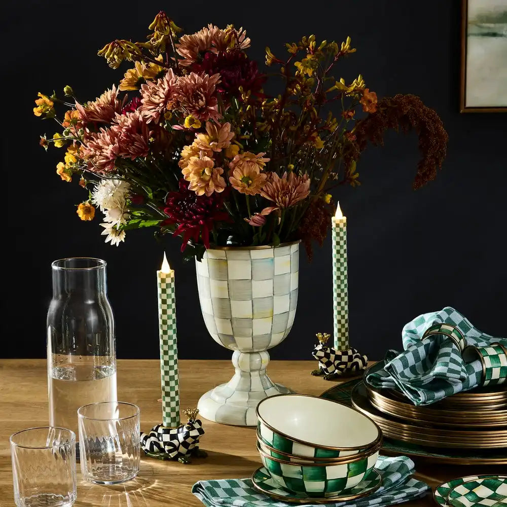 Sterling Check Pedestal Vase
