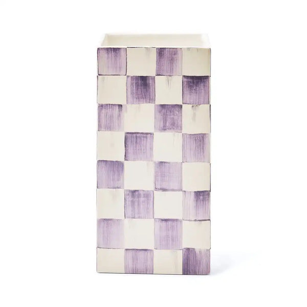 Sage Check Pillar Vase
