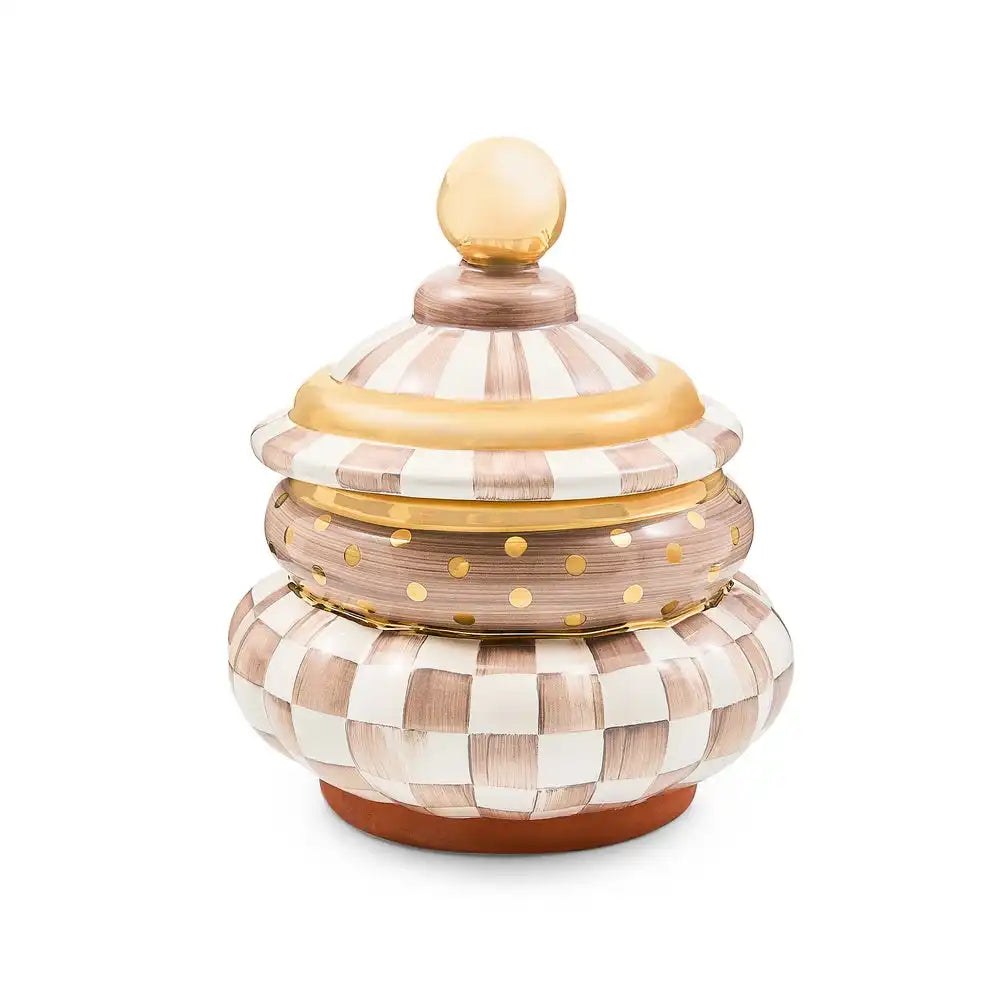 Mocha Check Ceramic Groovy Canister Main image