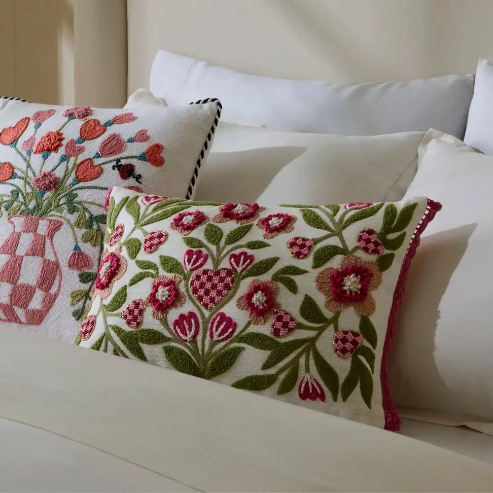 Check Hearts Lumbar Throw Pillow Secondary image