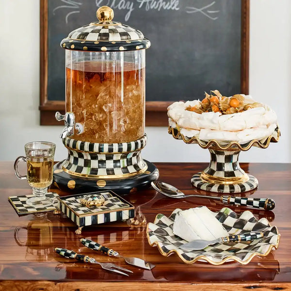 Courtly Check Ceramic Fluted Cake Stand