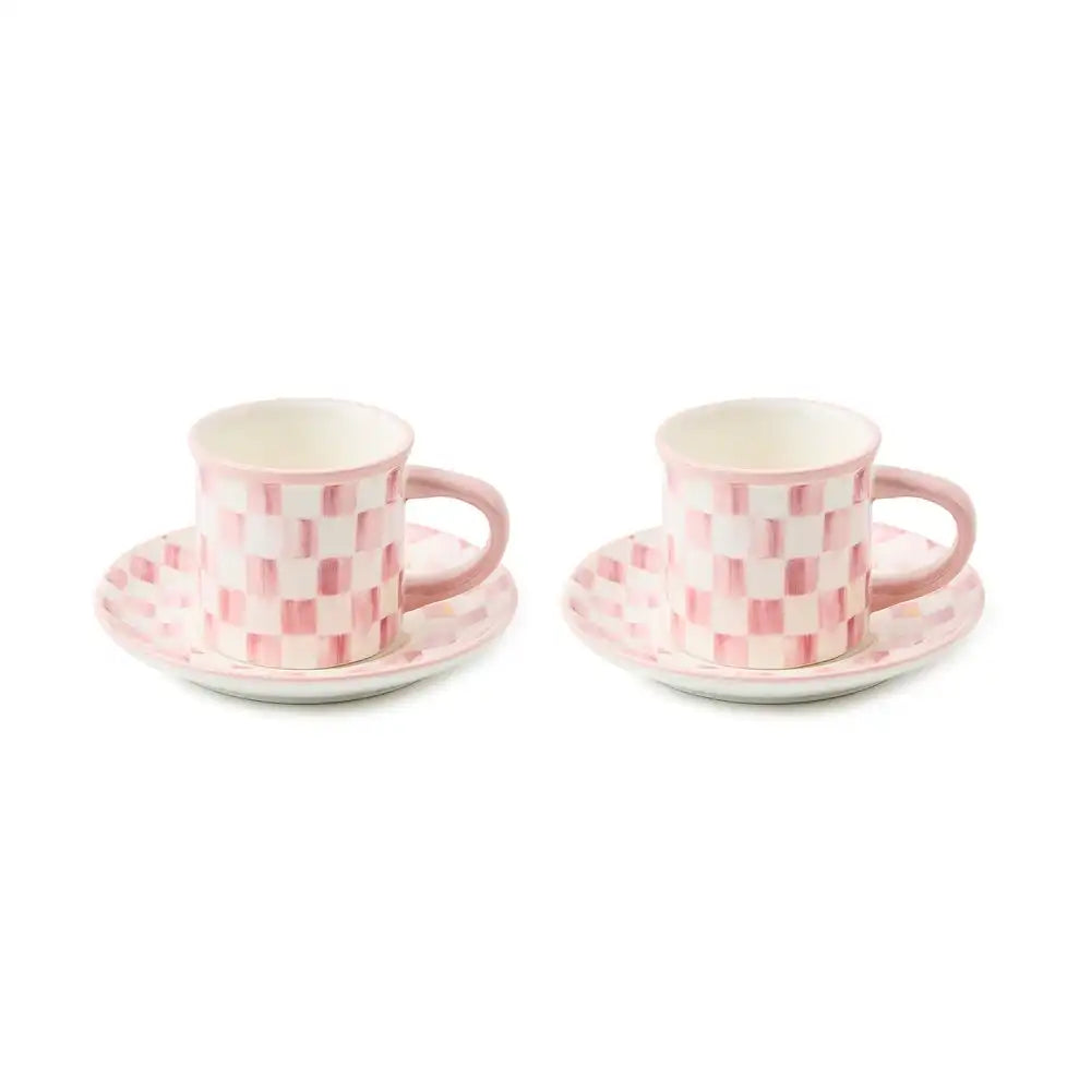 Sterling Check Espresso Cup & Saucer, Set of 2