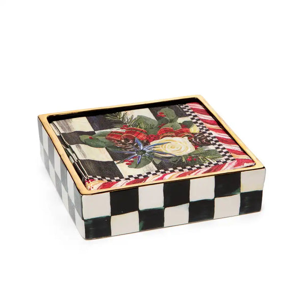 Mocha Check Cocktail Napkin Holder