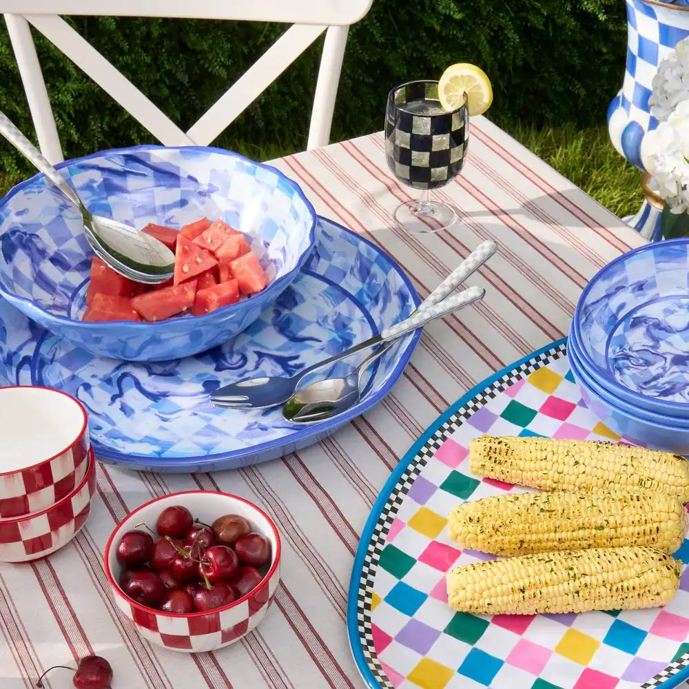 Mocha Check Bistro Salad Serving Set
