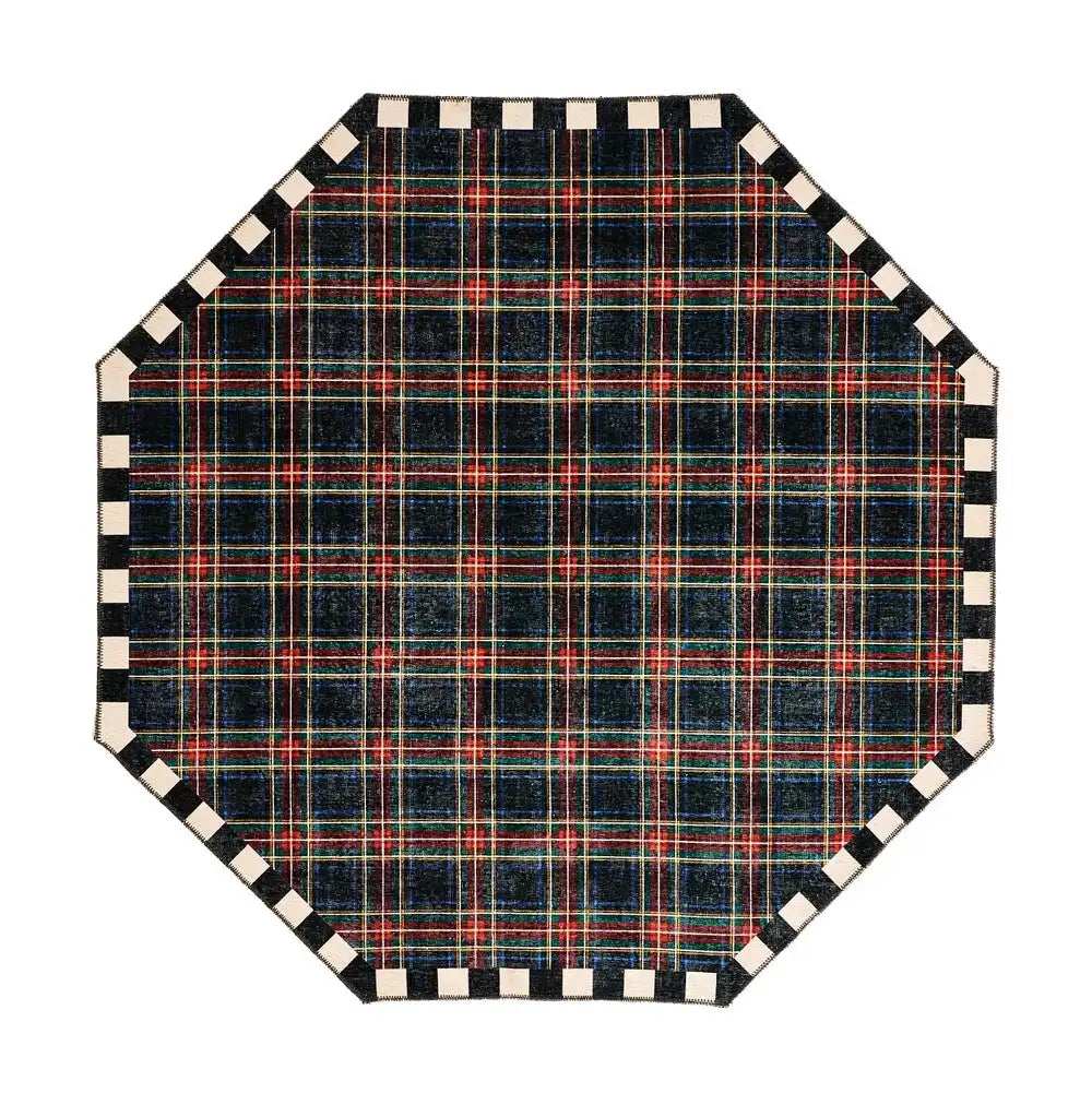 Stewart Tartan Black 6' Octagon Washable Rug Main image