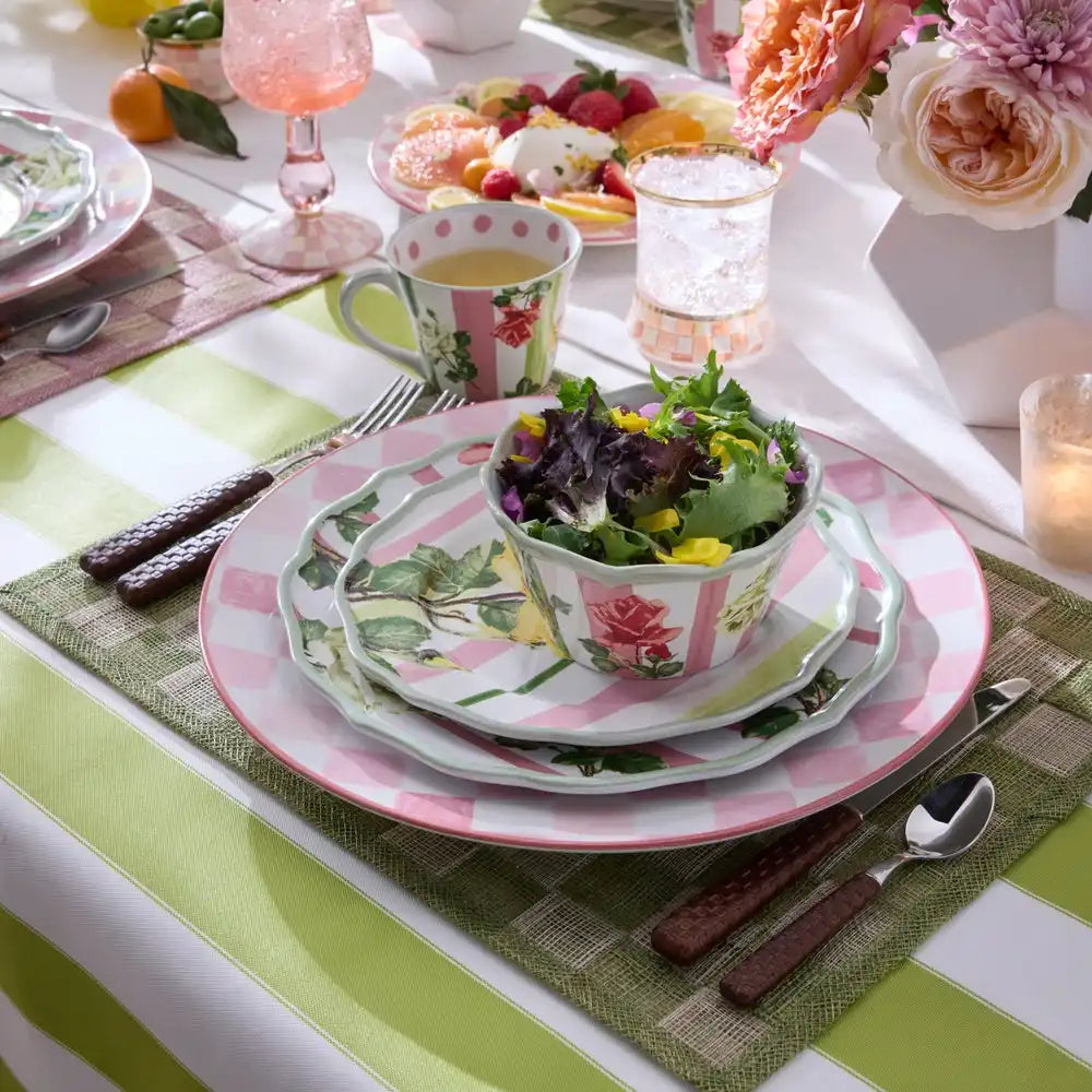 Pink Check Round Platter