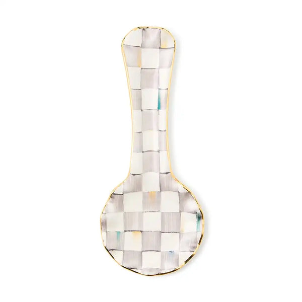 Violet Check Ceramic Spoon Rest