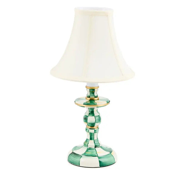 Emerald Check Candlestick Lamp