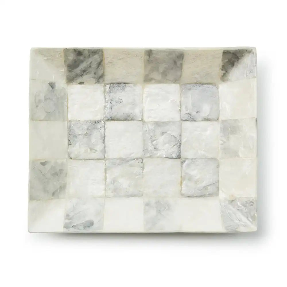 Sterling Check Capiz Vanity Tray