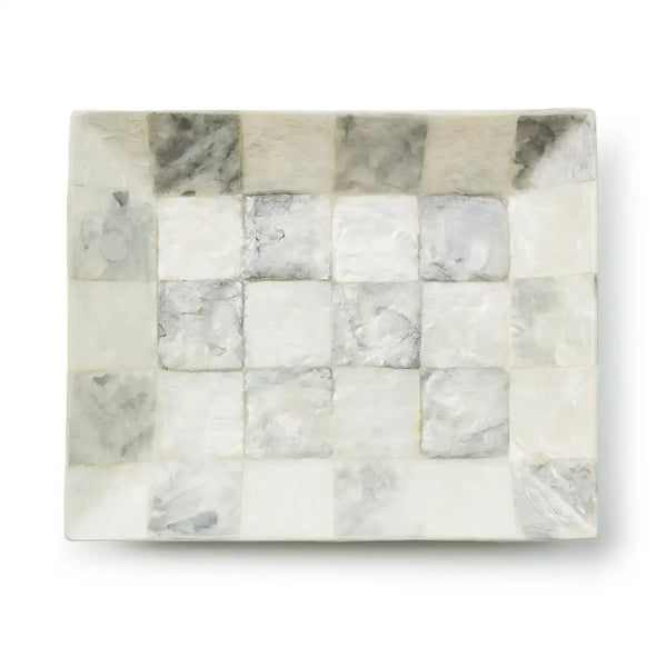 Sterling Check Capiz Vanity Tray