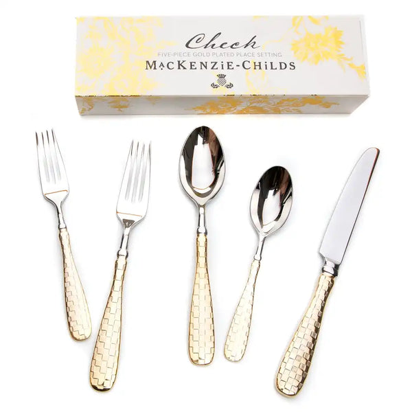 Gold Check Flatware 5-Piece Place Setting