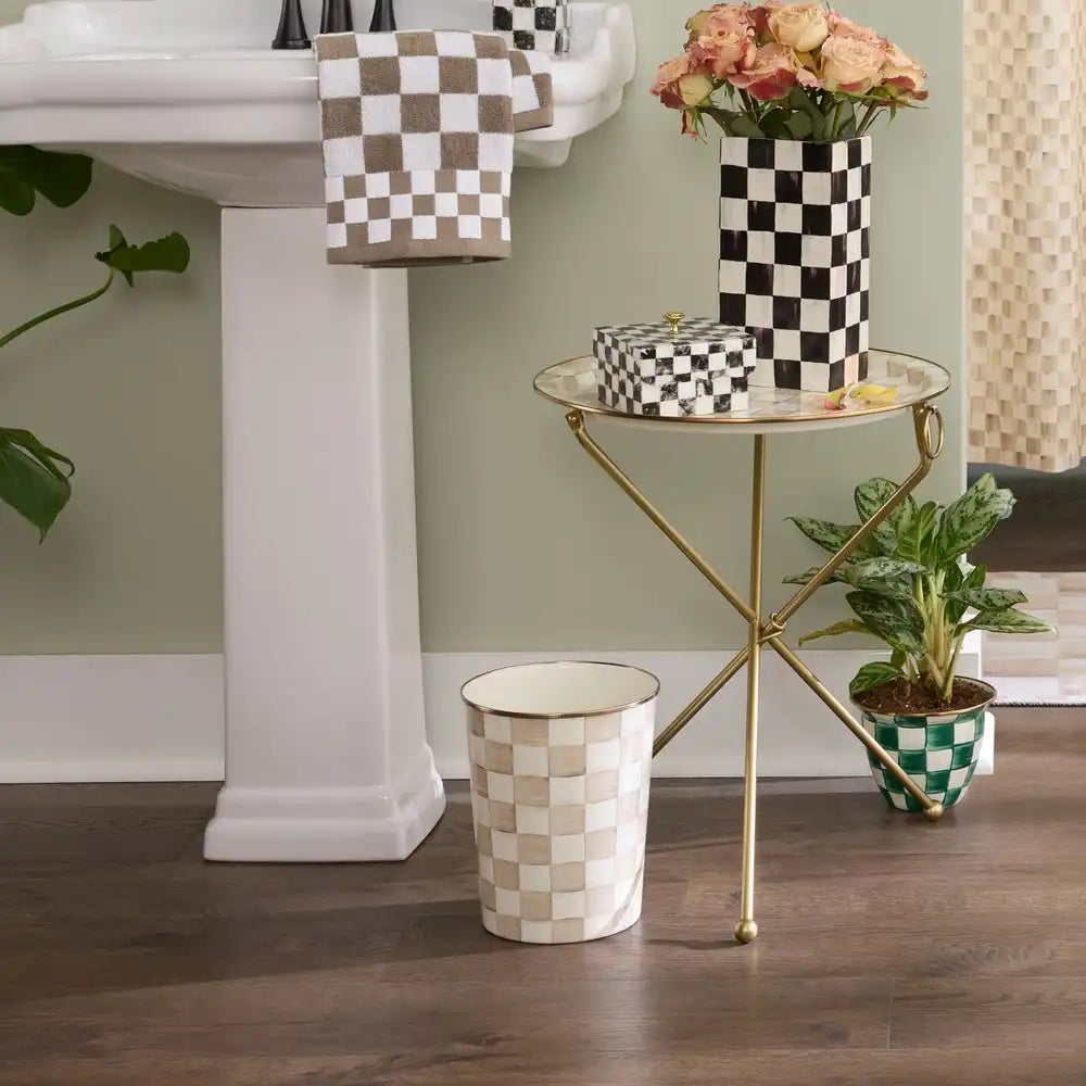 Mocha Check Boutique Tissue Box Cover