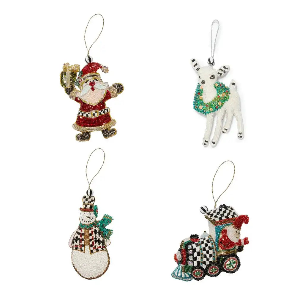 Holiday Beaded Ornaments, Set of 4