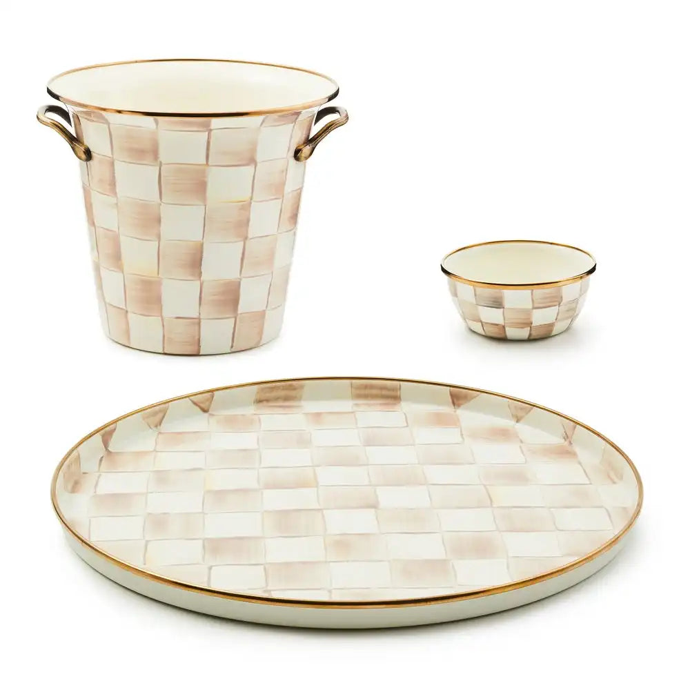 Mocha Check Wine Service Set Main image