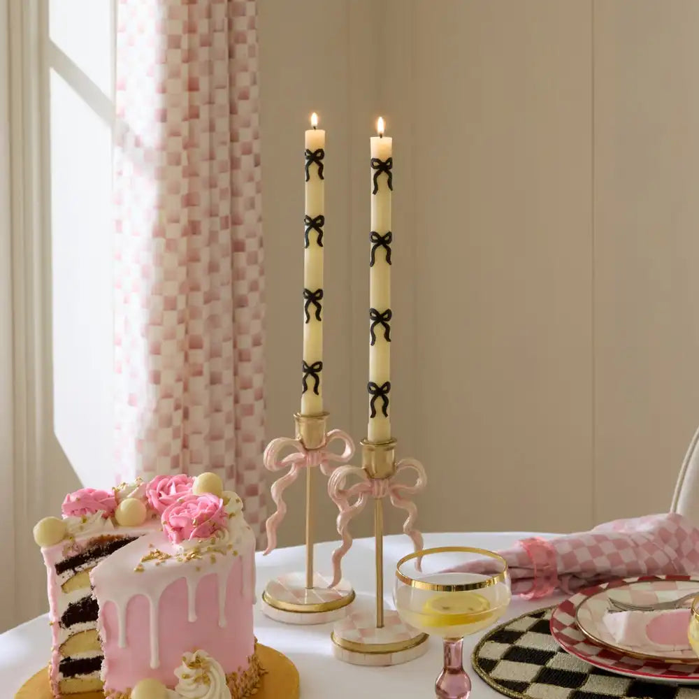 Black Bow Dinner Candles, Set of 2 Secondary image