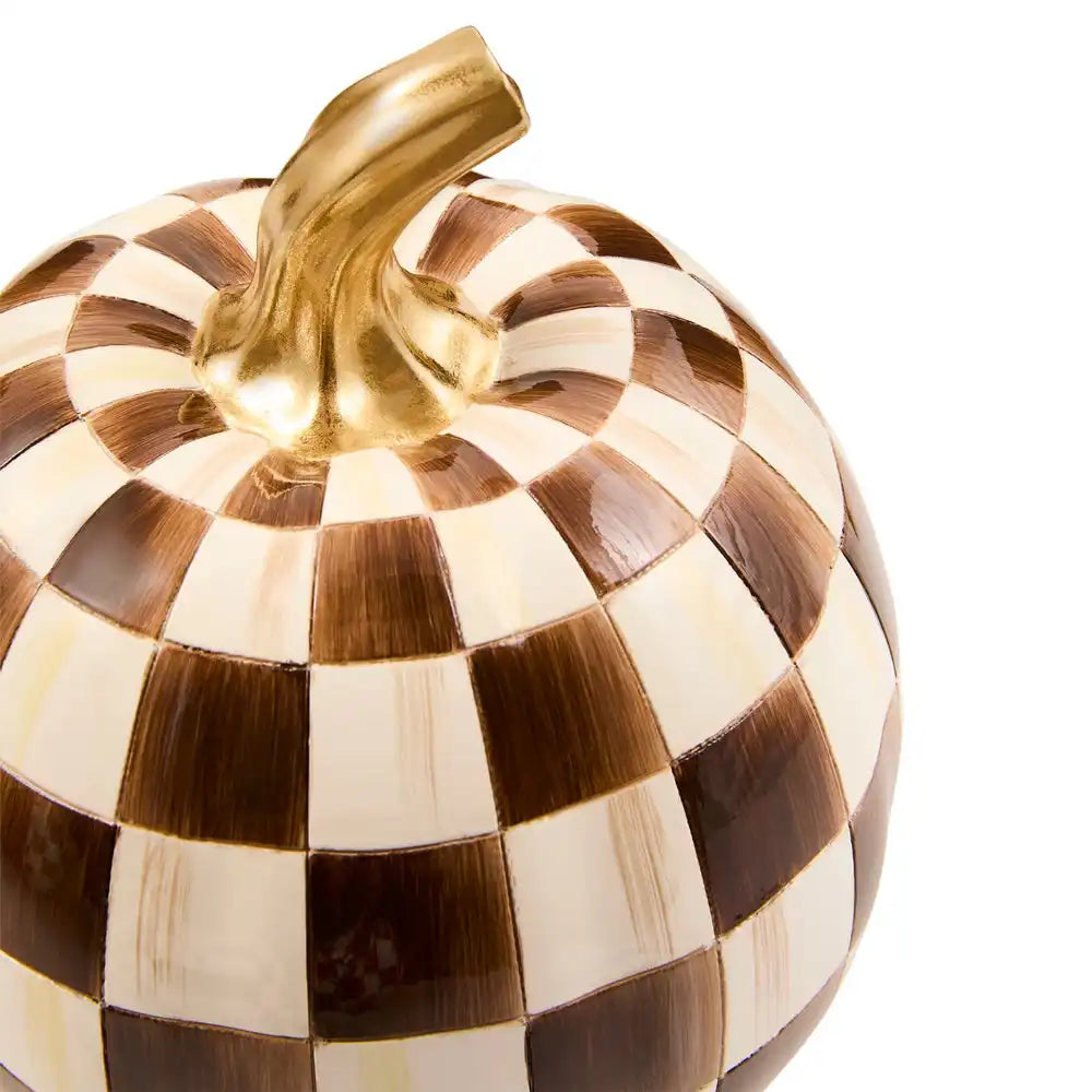 Mocha Check Mini Pumpkin