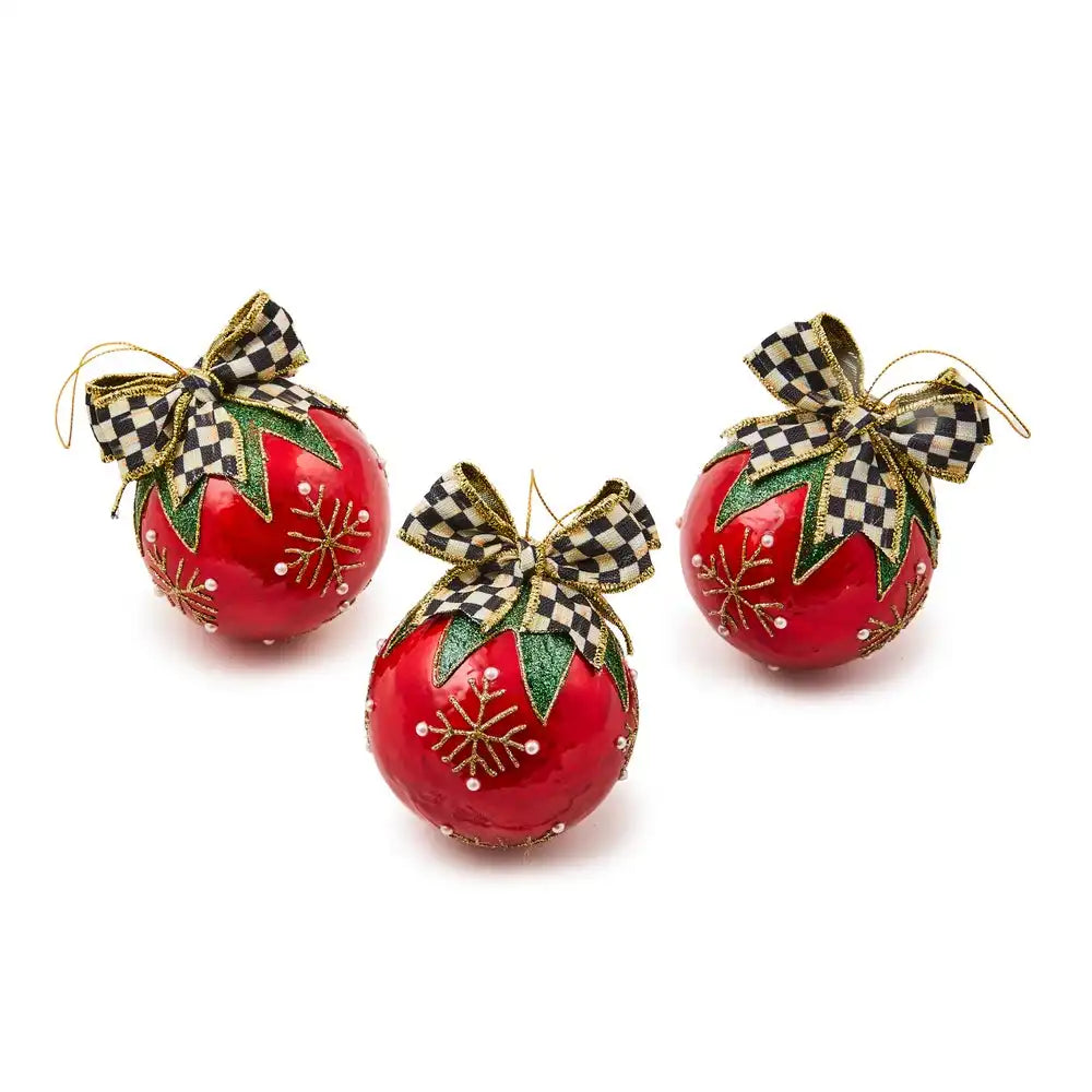 Cozy Christmas Capiz Ball Ornaments, Set of 3