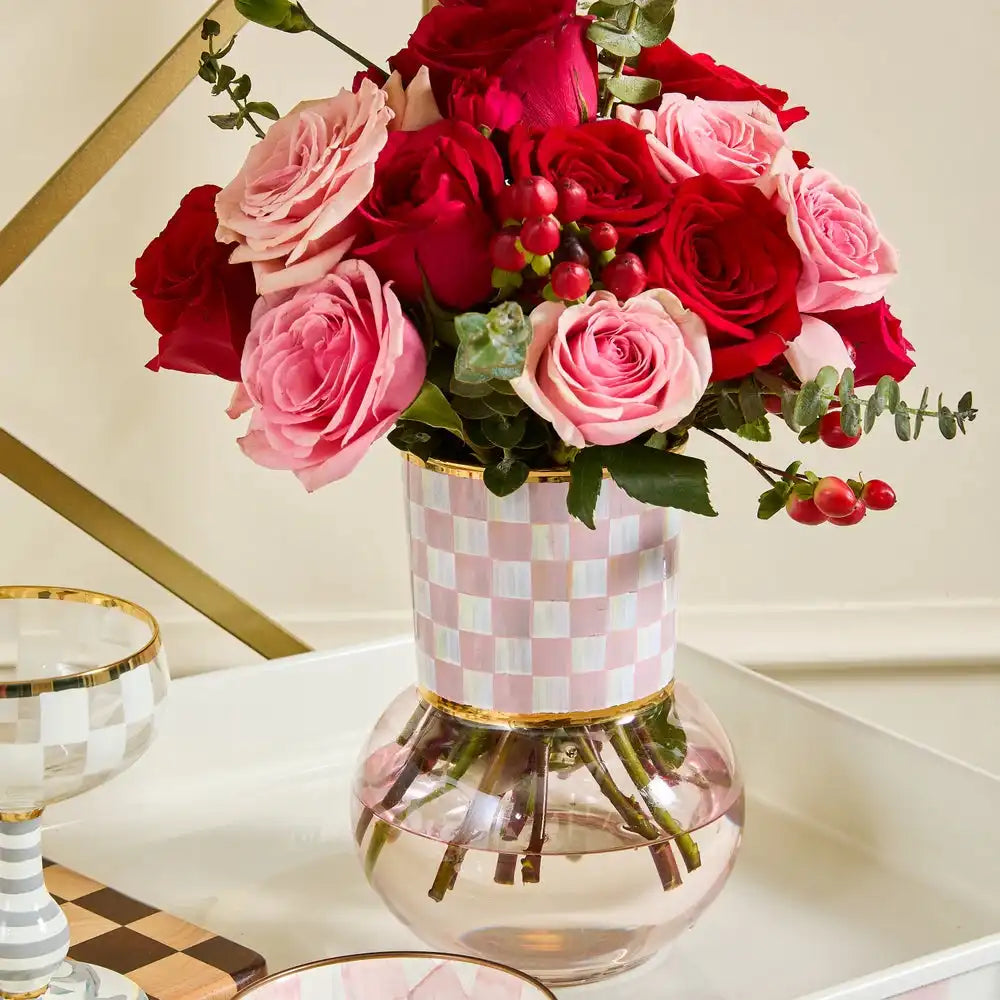 Sky Check Glass Vase