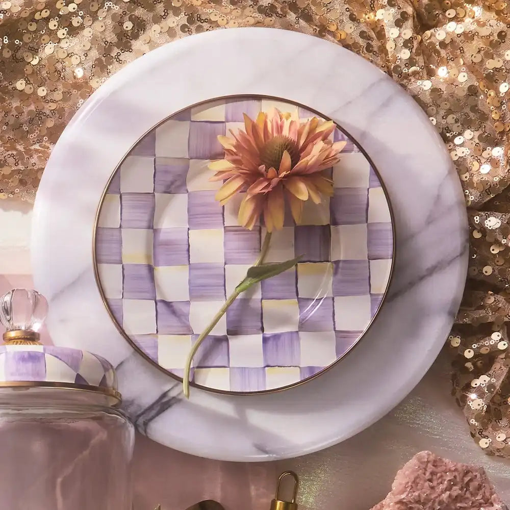 Violet Check Dinner Plate