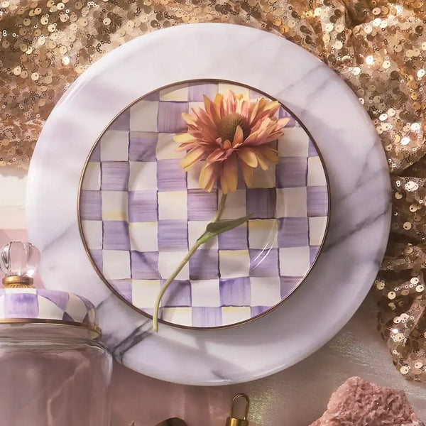 Violet Check Dinner Plate