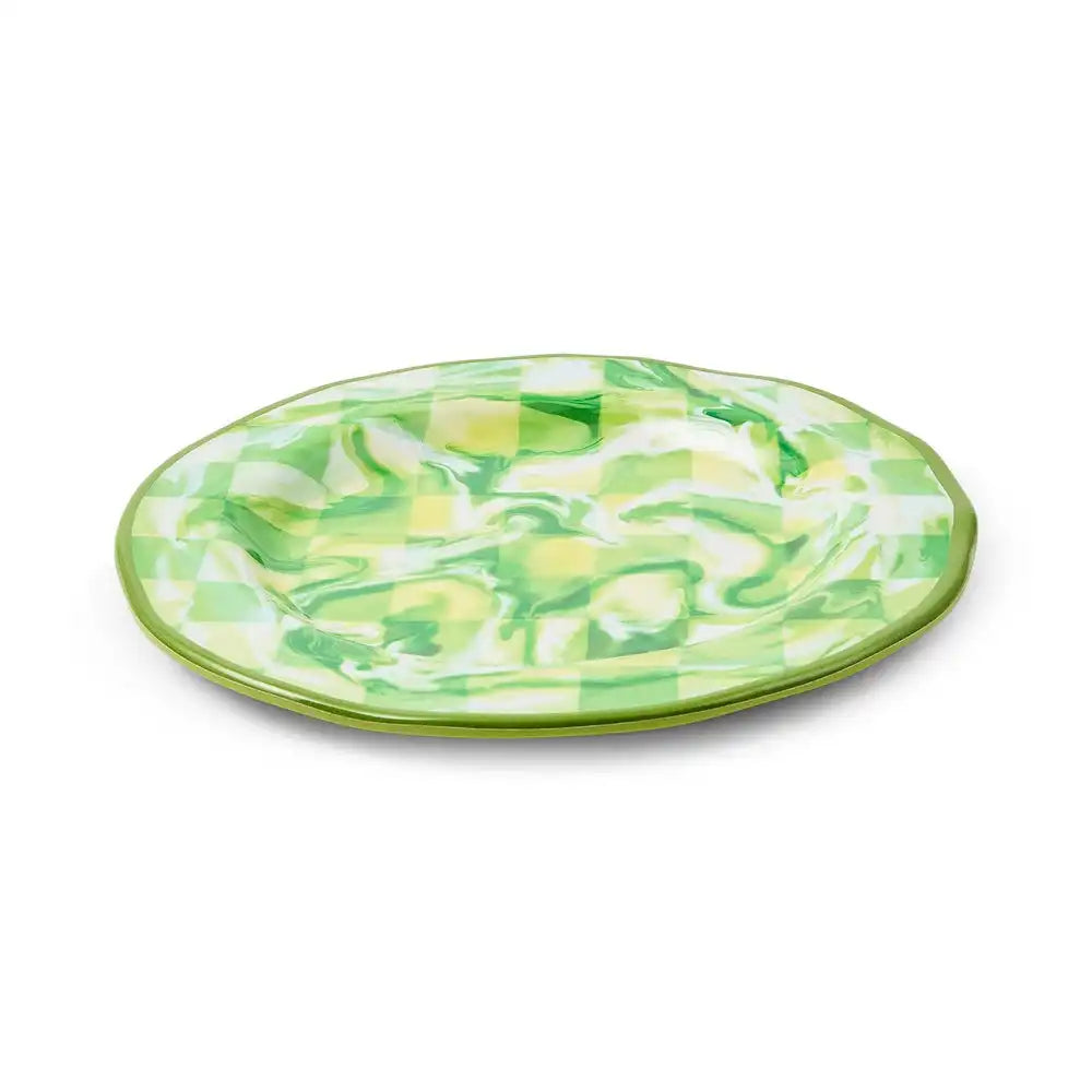 Green Marble Check Melamine Small Bowls, Set of 4