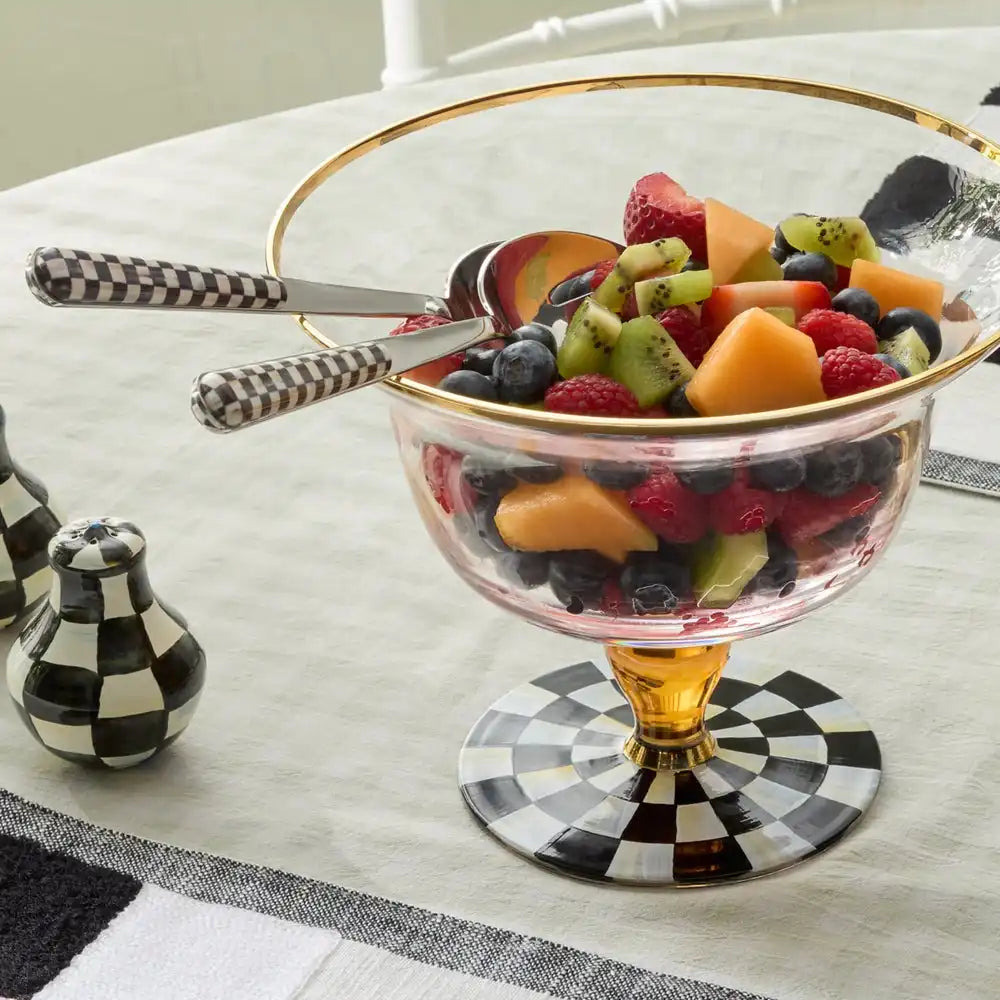 Mocha Check Bistro Salad Serving Set