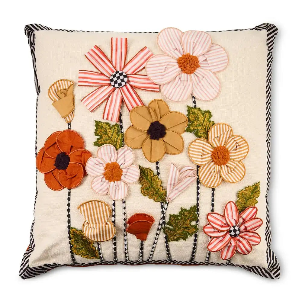 Striped Flowers Throw Pillow Main image