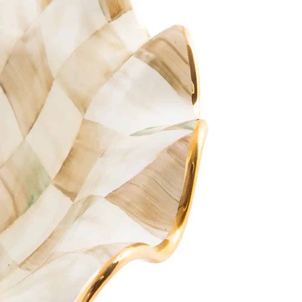 Parchment Check Medium Fluted Serving Bowl