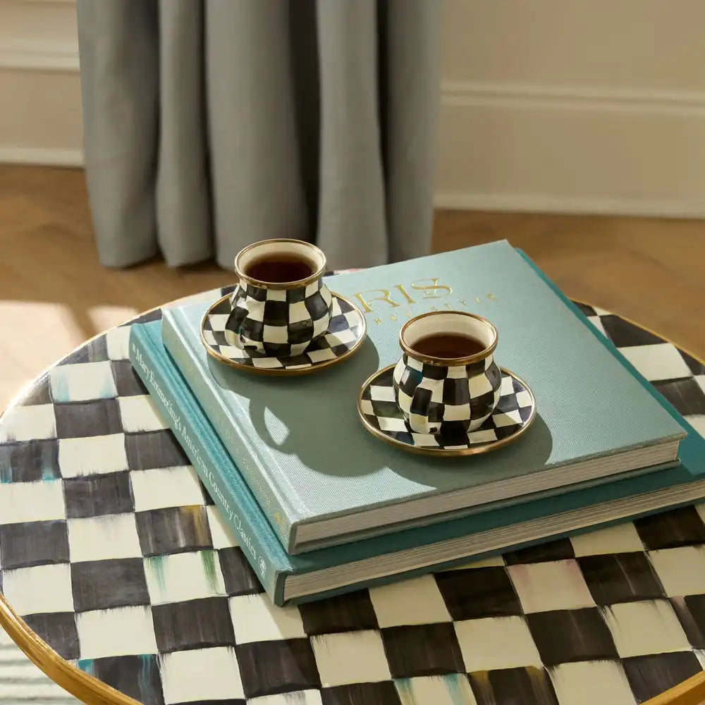 Sky Check Espresso Cup & Saucer Set