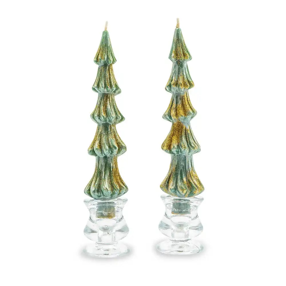 Tree Dinner Candles - 8" - Green - Set of 2 Main image