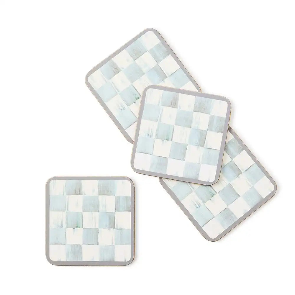 Courtly Checked Cork Back Coasters, Set of 4