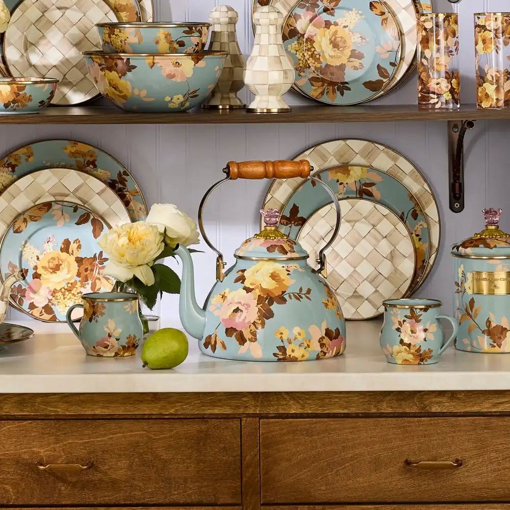 Rosy English Garden 2 Quart Tea Kettle